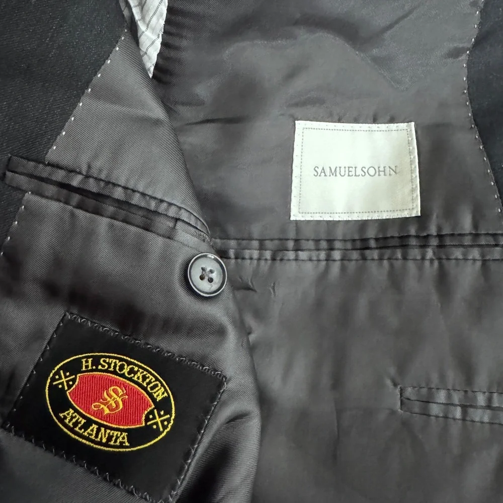Samuelsohn Suit Mens 48XL 35x30.5 Charcoal Solid Super 110s Wool 2-Button Canada